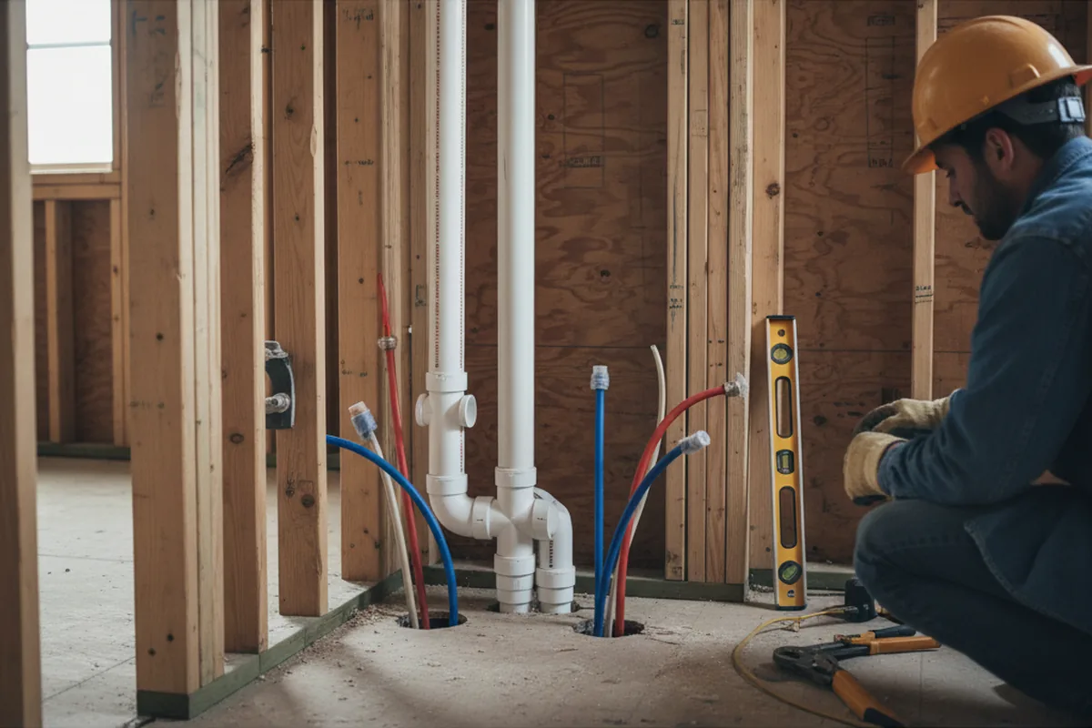 Drain and supply rough-in during Sump Pump Repair in Hubbardsville
